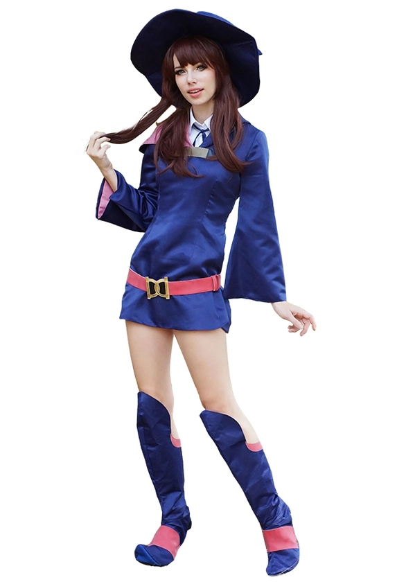 Little Witch Academia Kagari Atsuko Akko Cosplay Costume with Boot Covers