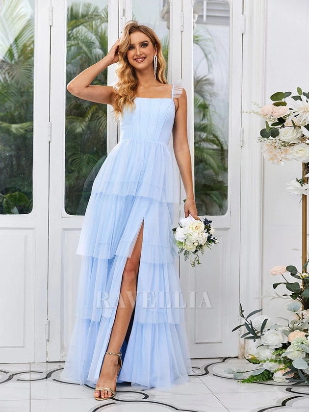 A-line Straps Layers Floor-Length Tulle Corset Dress