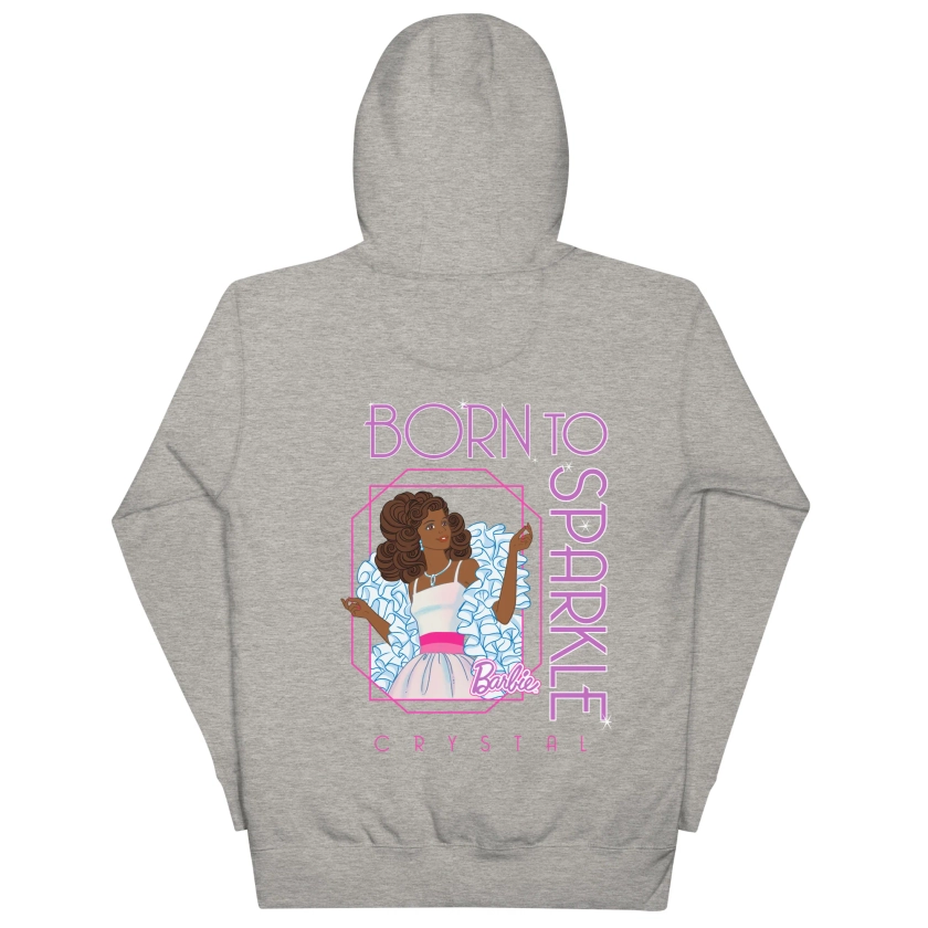 Barbie 1980's Crystal Born to Sparkle Grey Hoodie