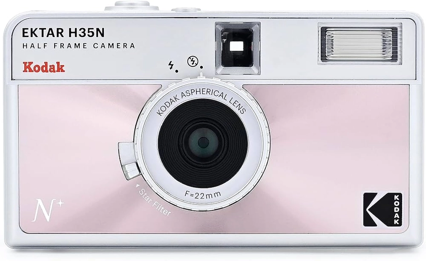 Kodak Ektar H35N Half Frame Film Camera, 35mm, Reusable, Focus-Free, Bulb Function, Star Filter, Coated Lens(Film & Battery not included)(Glazed Pink)