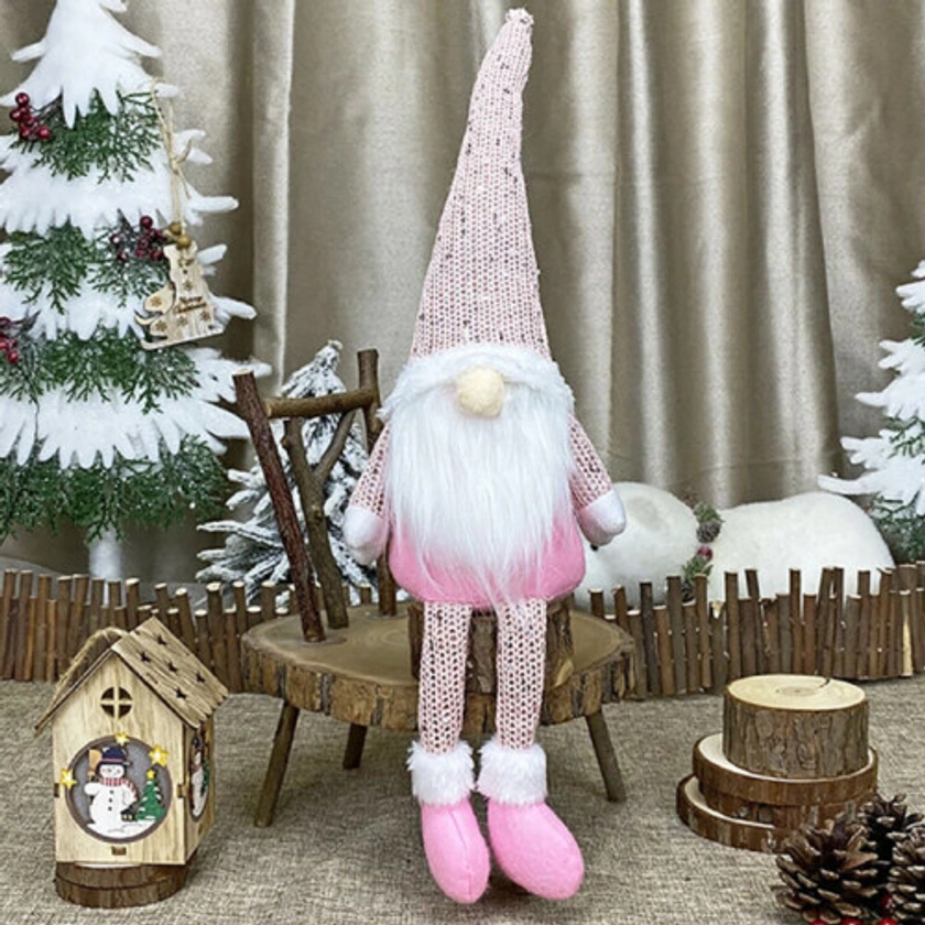 (Pink) Xmas Sparkly Santa Gnomes Gonks Doll Toy Decor Christmas Decorations Kids Gifts on OnBuy