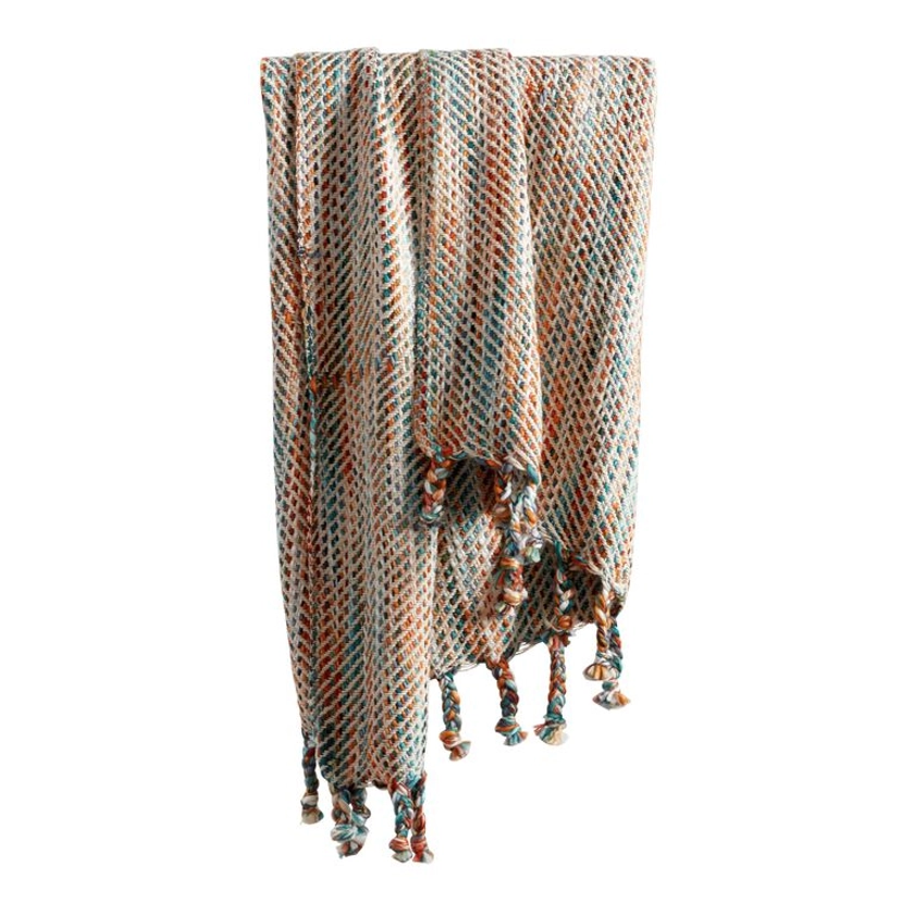 Multicolor Stitch Fringe Throw Blanket - World Market