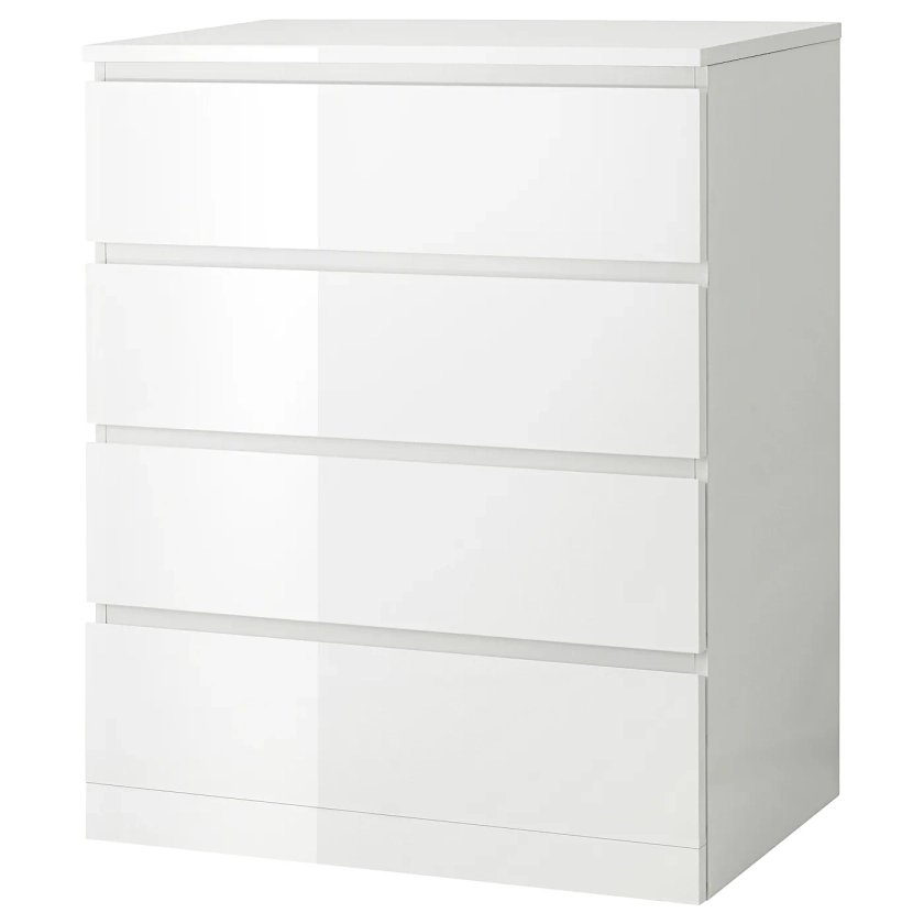 MALM Commode 4 tiroirs, blanc brillant blanc, 80x100 cm - IKEA