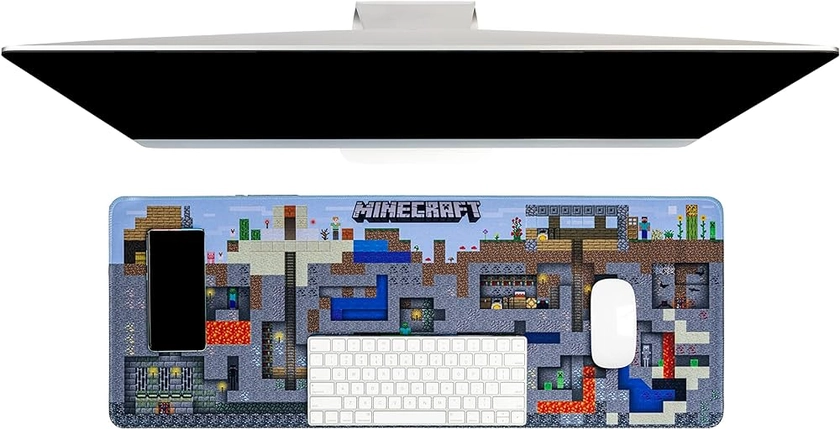 Minecraft World Desk Mat - Officially Licensed Keyboard and Mousemat for Office, Non-Slip Wipe Clean Large Mouse Pad for Gaming Set Up | Paladone : Amazon.co.uk: Stationery & Office Supplies