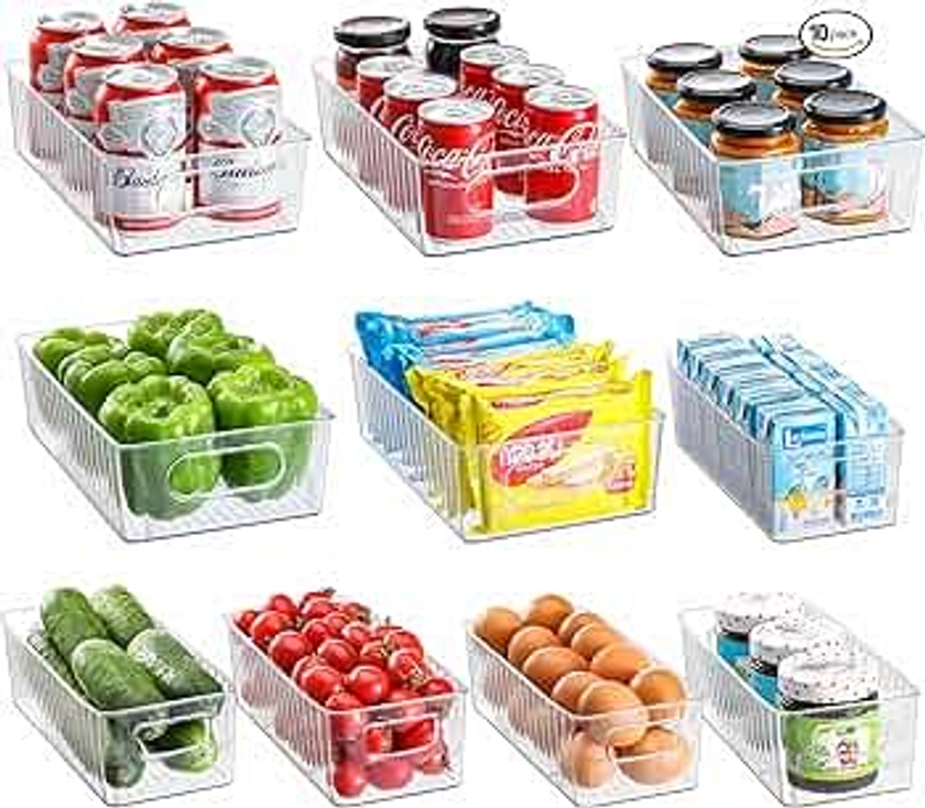 HNNJCK Rangement Frigo Transparent, Lot De 10 Organisateur Frigo, Boite Organisation, Pour Bac De Réfrigérateurs Plastique Organiser, Cuisines, Placards - Sans BPA