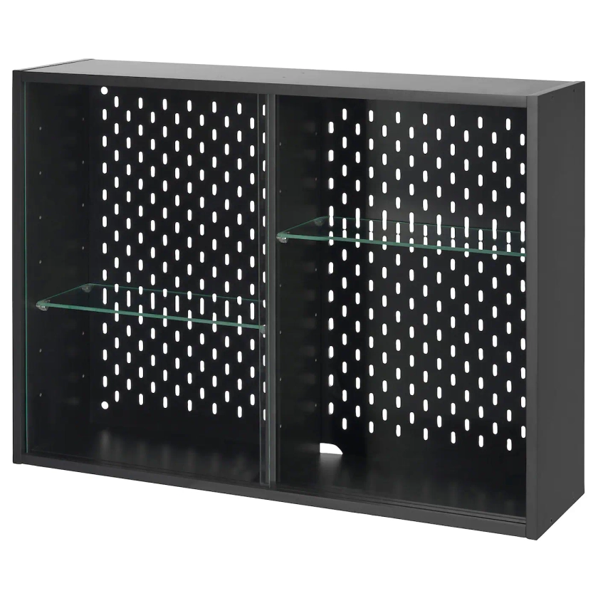 UPPSPEL glass-door cabinet, dark grey, 76x56 cm - IKEA