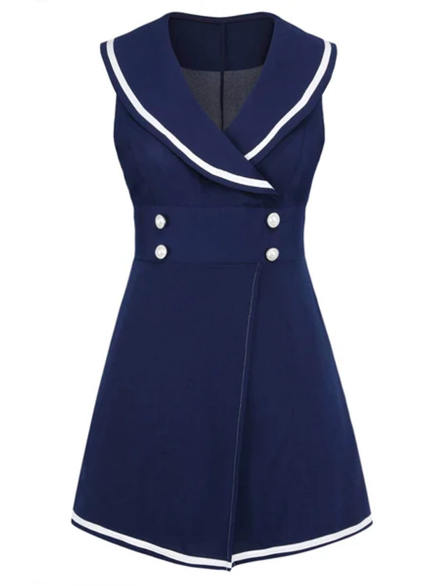 Navy Blue 1950s Sailor Collar Romper