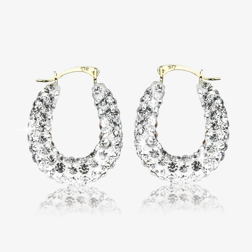 9ct Yellow Gold Crystal Hoop Earrings