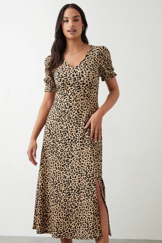 Dresses | Leopard Print Short Sleeve Midi Dress | Dorothy Perkins