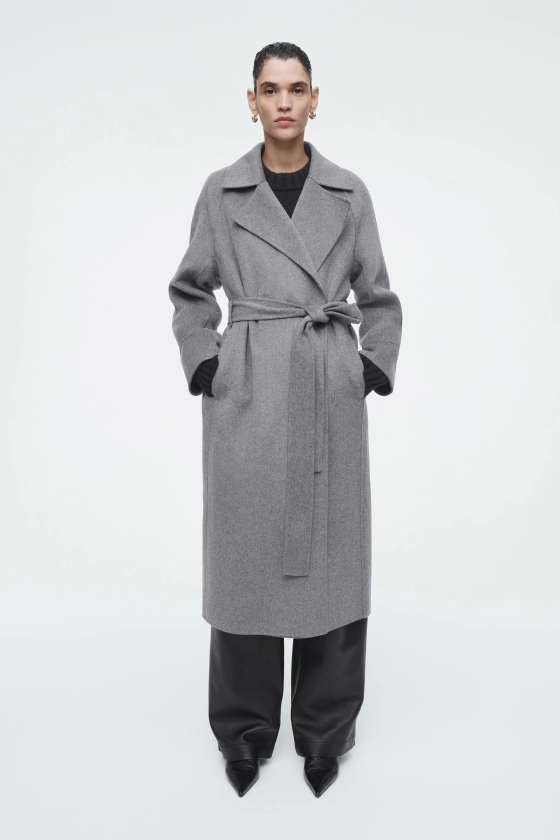 MANTEAU CEINTURÉ LAINE DOUBLE-FACE - GRIS