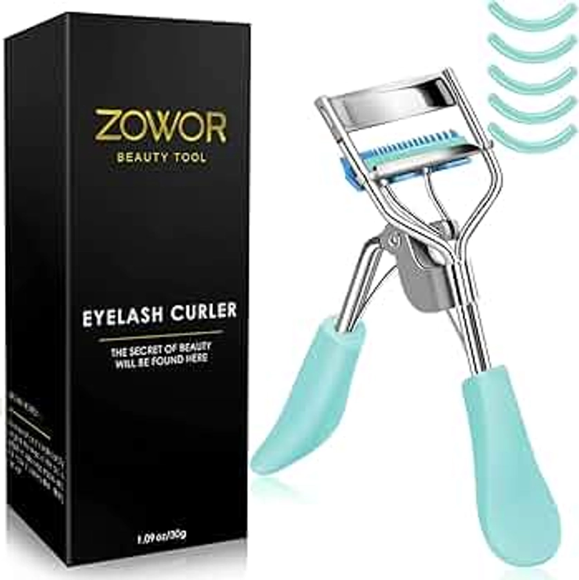 Eyelash Curler with Comb Fit All Eye Shape Curved Eyelash Curlers,Natural and Long Lasting Lash Curler for Women Make Up Gift(Blue)