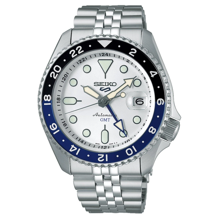 Seiko 5 Sports SKX GMT Sky Blue Silver Cloud 42.5mm Automatic Watch