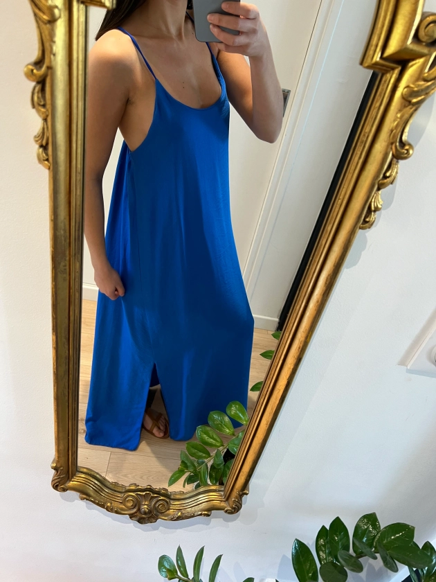 Robe longue "Mathilda" bleu électrique