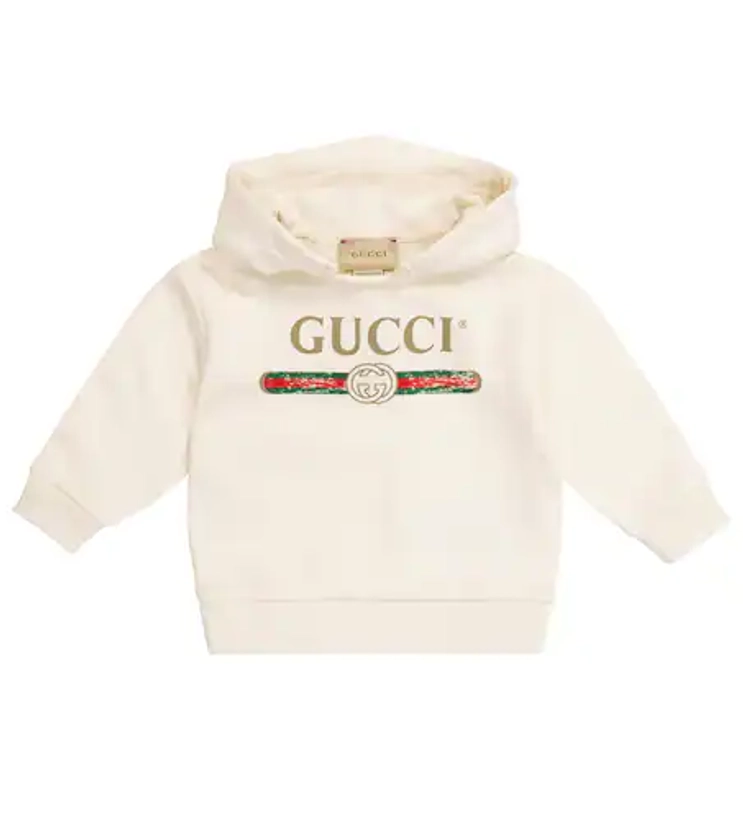 Baby logo cotton jersey hoodie in white - Gucci Kids | Mytheresa