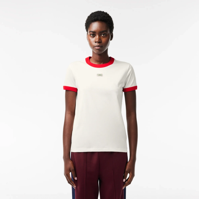 T-shirt slim fit en coton badge tennis