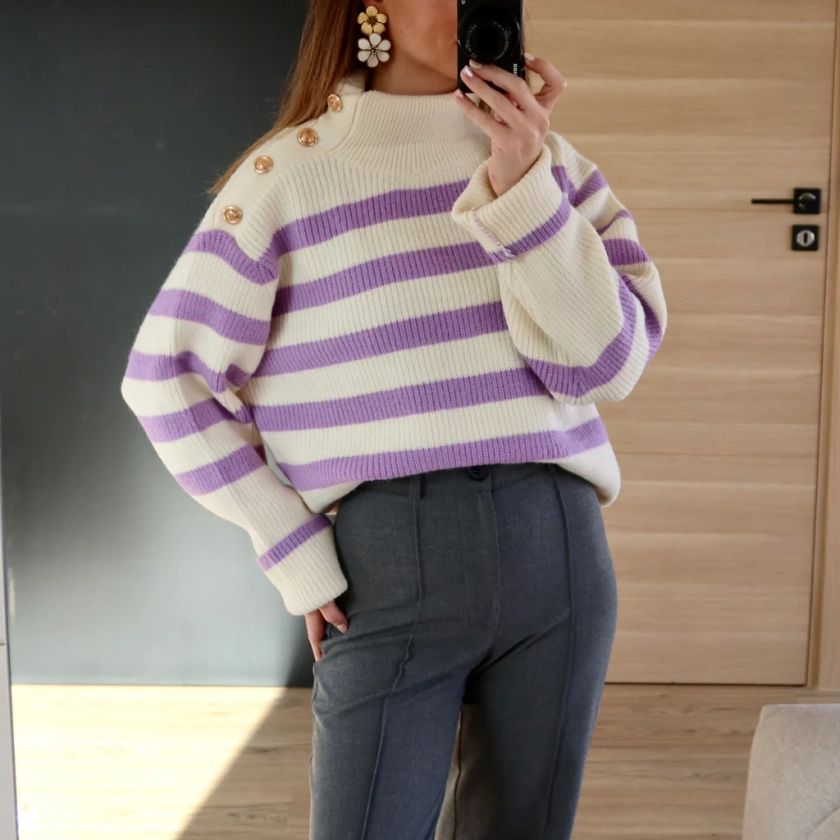 PULL COL ROULÉ CALIXTE VIOLET