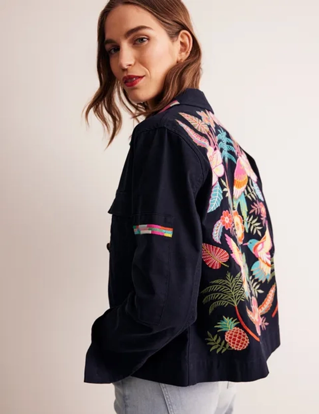Islington Embroidered Jacket - Navy, Parrot | Boden US