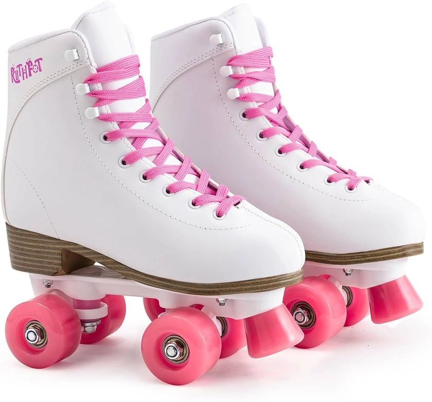 Roller Skates for Women and Girls with Innovative Jelly Wheels, High Top Double-Row Classic Quad Skates with PU Leather for Kids and Adult