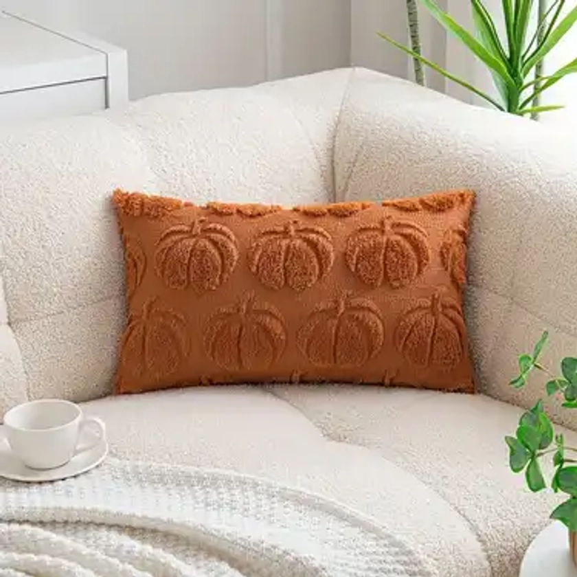 1pc Housse Coussin Brodée Citrouille Chic - Temu France