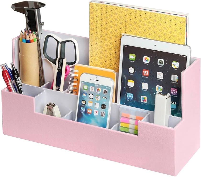 JackCubeDesign Leather Office Desk Stationery Organiser Supplies Storage Box Case Caddy Tray Cosmetic Display Holder Phone Tablet Stand(Pink, 34 x 12.9 x 18 cm)-:MK268D : Amazon.co.uk: Stationery & Office Supplies