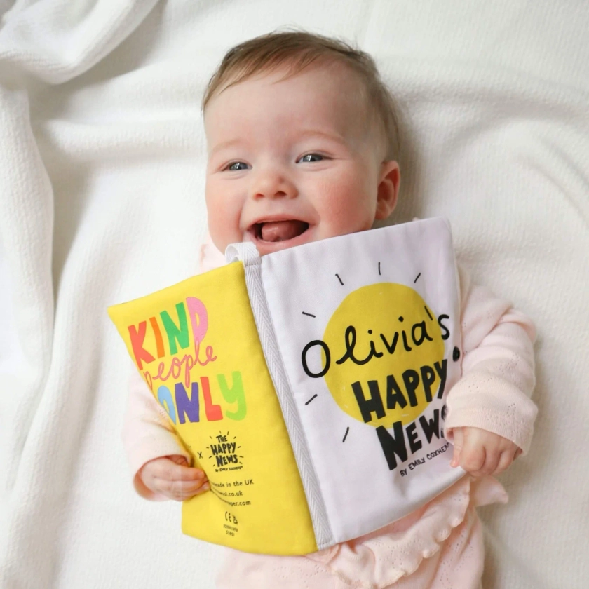 *Limited Edition* Personalised 'The Happy News' soft crinkle baby book