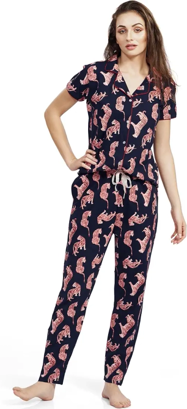 Buy PASTEL CLIP Women's Cotton Animal Print Pajama Set Pack of 2 (PCFO-2012_Navy Blue_XL) at Amazon.in