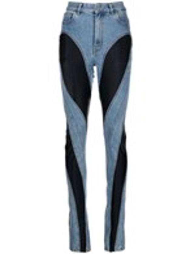 mugler slited bi-material spiral jeans available on Luciana Boutique - 13453