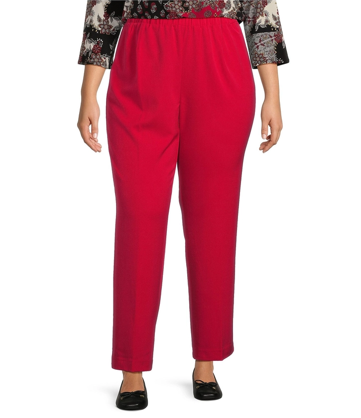 Allison Daley Plus Size City Stretch Elastic Waist Straight Leg Pull-On Pants | Dillard's