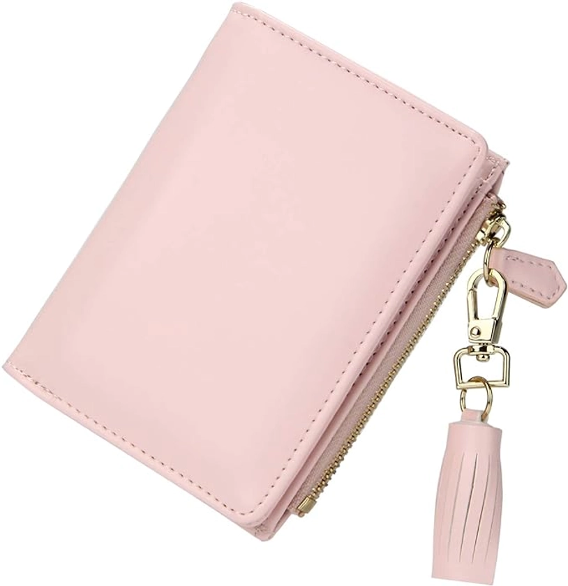 Amazon.com: GEEAD Small Wallets for Women Bifold Slim Coin Purse Zipper ID Card Holder PU Leather Pink : Clothing, Shoes & Jewelry