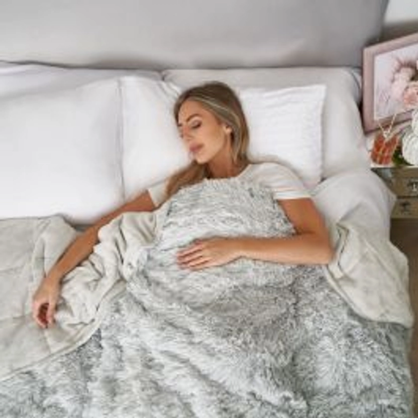 Sienna Fluffy Weighted Blanket, Silver - 4KG