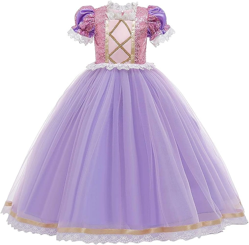 FYMNSI Princess Sofia Dress for Baby Girls Kids Carnival Cosplay Halloween Themed Birthday Party Fancy Dress Up Short Sleeve Tutu Dress with Wig Outfit