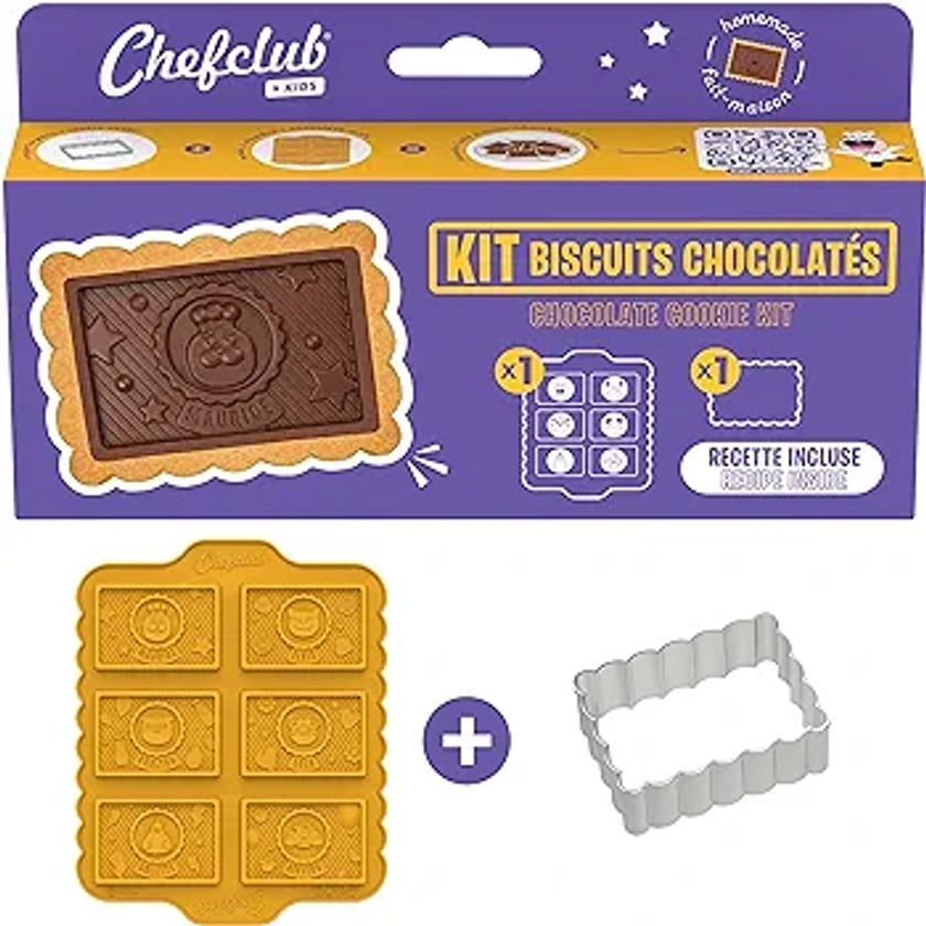 Chefclub - Kit Les Biscuits Chocolatés - Moule à chocolat - Emporte-Pièce - Recette Cuisine Enfant