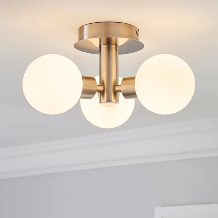 Hamptworth 3 Light Frosted Glass Semi Flush Ceiling Light