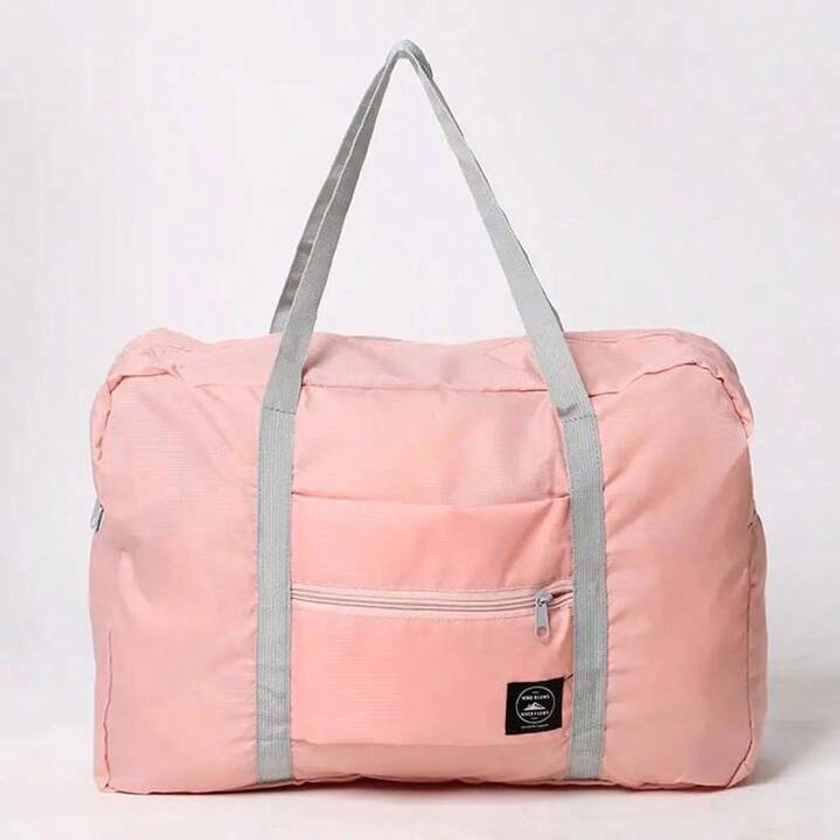 1pc Pink Travel Bag, Large Capacity Luggage Bag For Women, Portable Carry-on Sport Gym Bag With Wheels