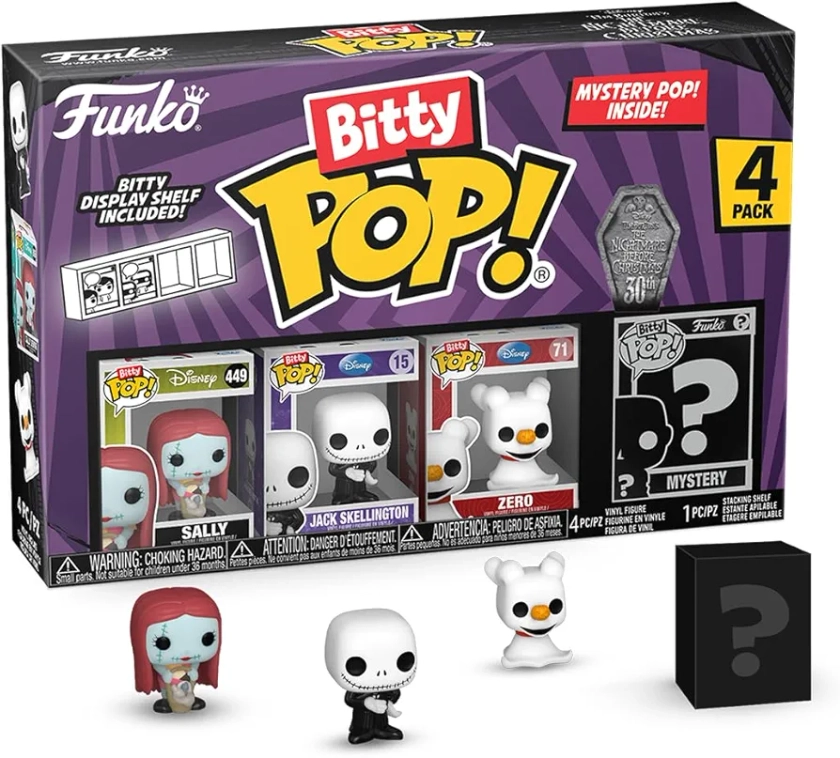 Funko Bitty Pop! The Nightmare Before Christmas Mini Collectible Toys 4-Pack - Sally, Jack Skellington, Zero & Mystery Chase Figure (Styles May Vary)