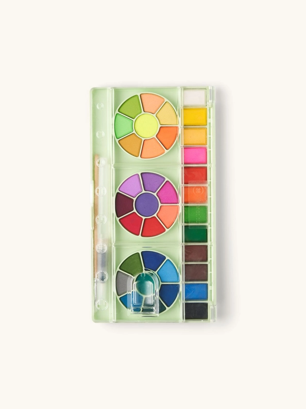 Set d’aquarelle | Bois de pin. 1 pinceau à réservoir d’eau/33 couleurs. 