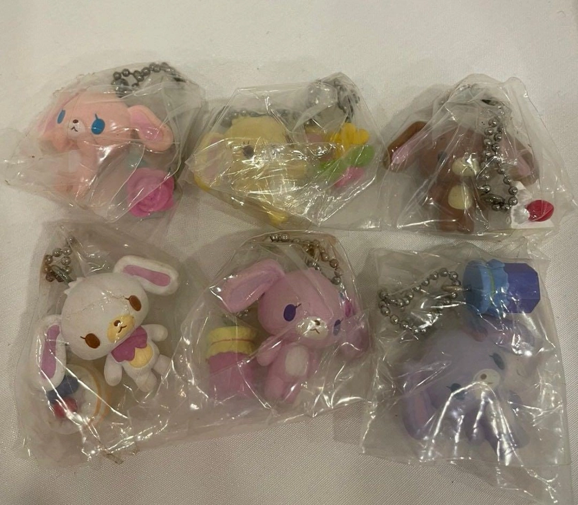Sanrio Sugarbunnies Keychain Figure mascot Set of 6 Sugar Bunnies Retro Rare
