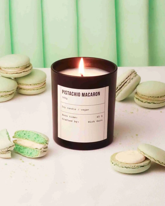 Pistachio Macaron Candle | Soy Wax, Vegan, Handmade