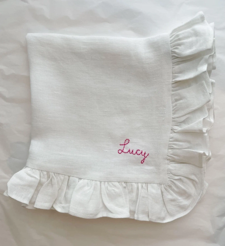 Embroidered Custom Linen Ruffle Napkins Personalised Napkins, Custom Napkins - Etsy Australia