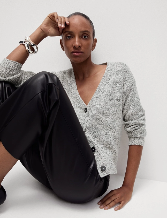 Cotton Blend Textured V Neck Cardigan | M&S Collection | M&S