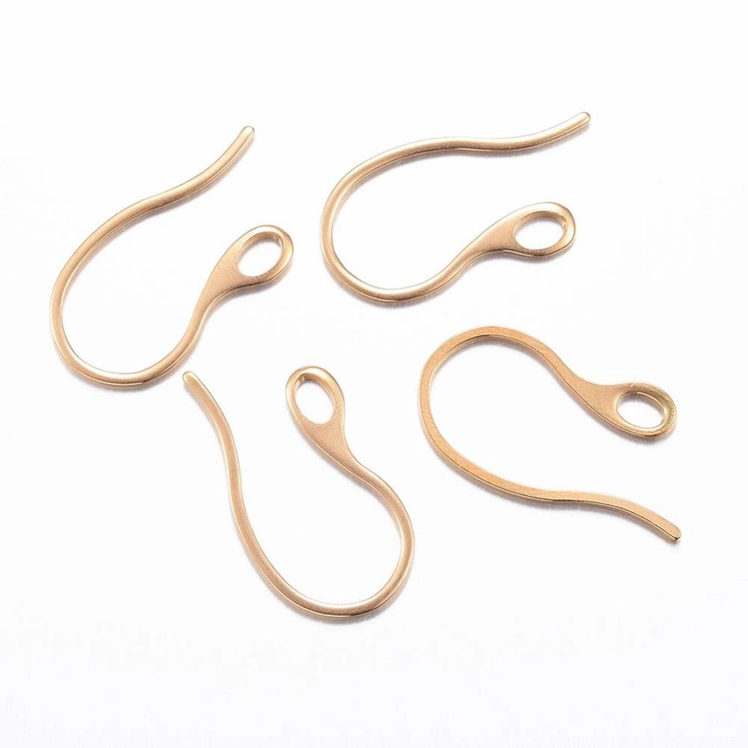 5 Pairs (10 Pcs) x Gold toned 304 Stainless Steel Earring Hooks 18mmx15mmx0.8mm - Jewellery Findings Australia