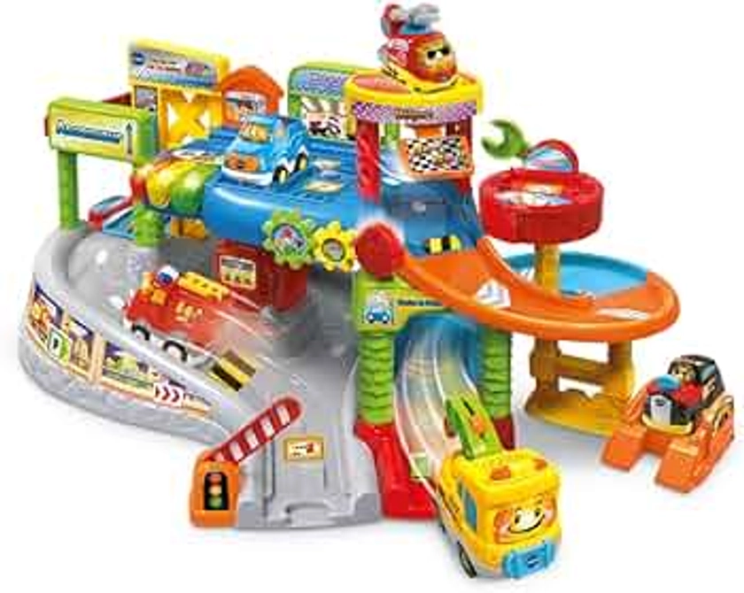 VTech - Tut Tut Bolides, Mon Premier Garage Interactif avec Camion Éthan Pro de la Dépanne, Garage Voitures Enfant, 9 Zones Magiques, Cadeau Garçon et Fille de 1 An à 5 Ans - Contenu en Français