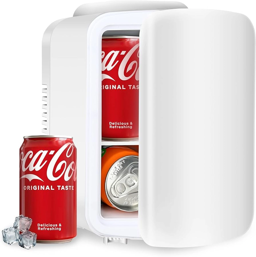 Simple Deluxe Mini Fridge, 4L/6 Can Portable Cooler & Warmer Freon-Free Small Refrigerator Provide Compact Storage for Skincare, Beverage, Food, Cosmetics, White