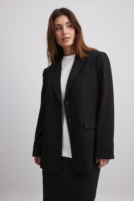 Oversized getailleerde blazer Zwart