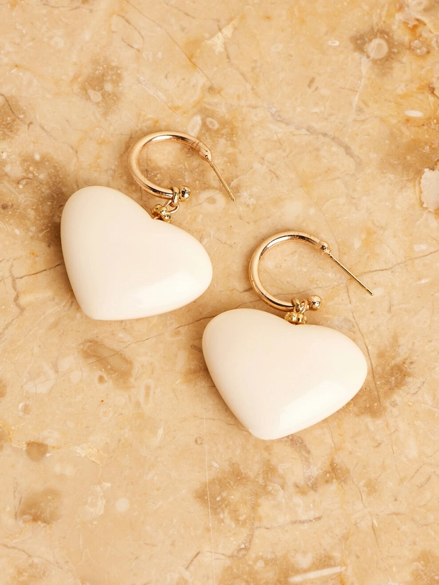 Gold Tone Heart Hoop Earrings | Apricot Clothing