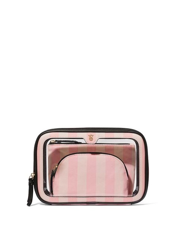 Iconic Stripe Pink Getaway Trio Makeup Bag | Victoria's Secret