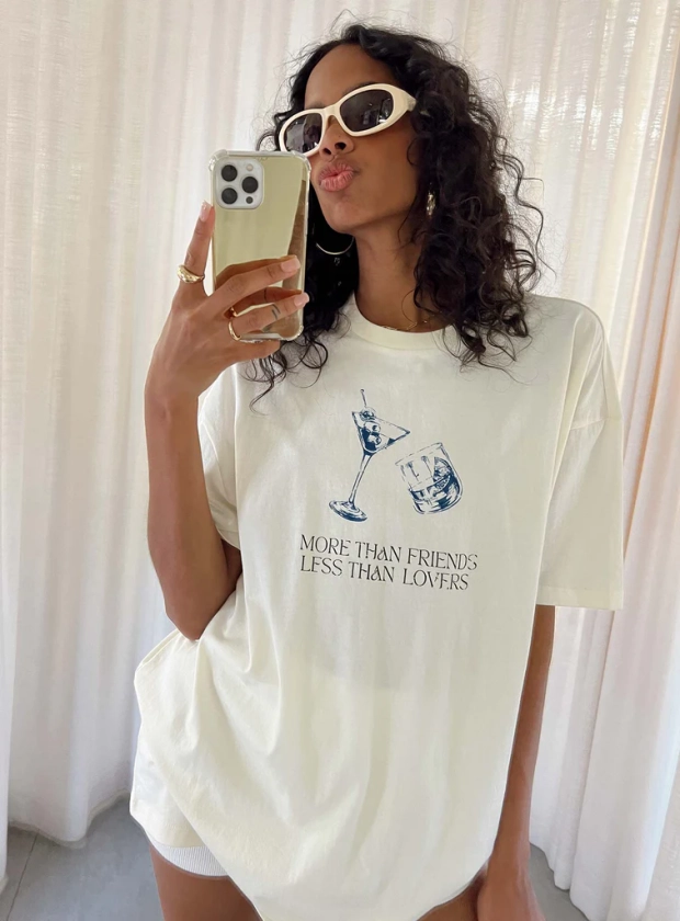 More Than Friends Oversized Top Off White