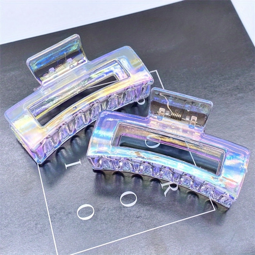 Minimalist Hair Claw Clips Transparent Sequined - Temu