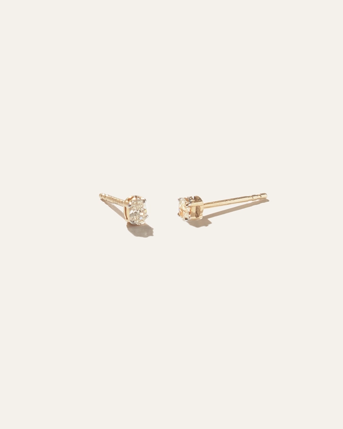 14K Gold Petite Oval Diamond Studs