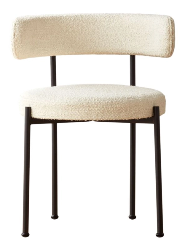 Inesse Boucle Ivory Modern Dining Chair + Reviews | CB2